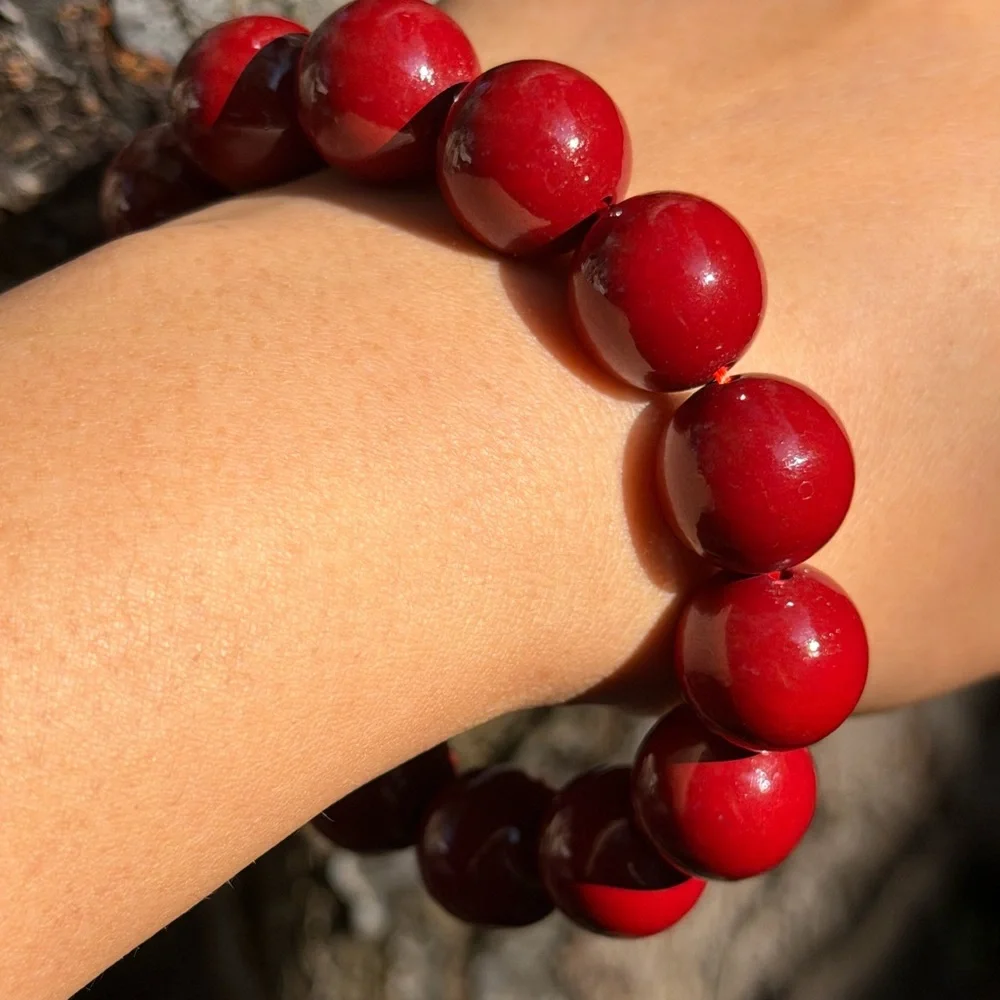 16mm‎ stretchable cinnabar bracelet 0872